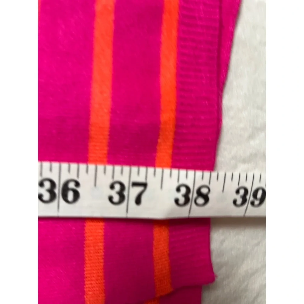 Maeve Anthropologie Abstract Fair Isle‎ Knit Scarf Navy Blue Pink Orange Stripe